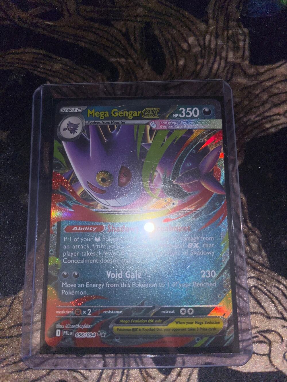 Mega Gengar ex from Pokémon: Mega Evolution – Phantasmal Flames expansion set.